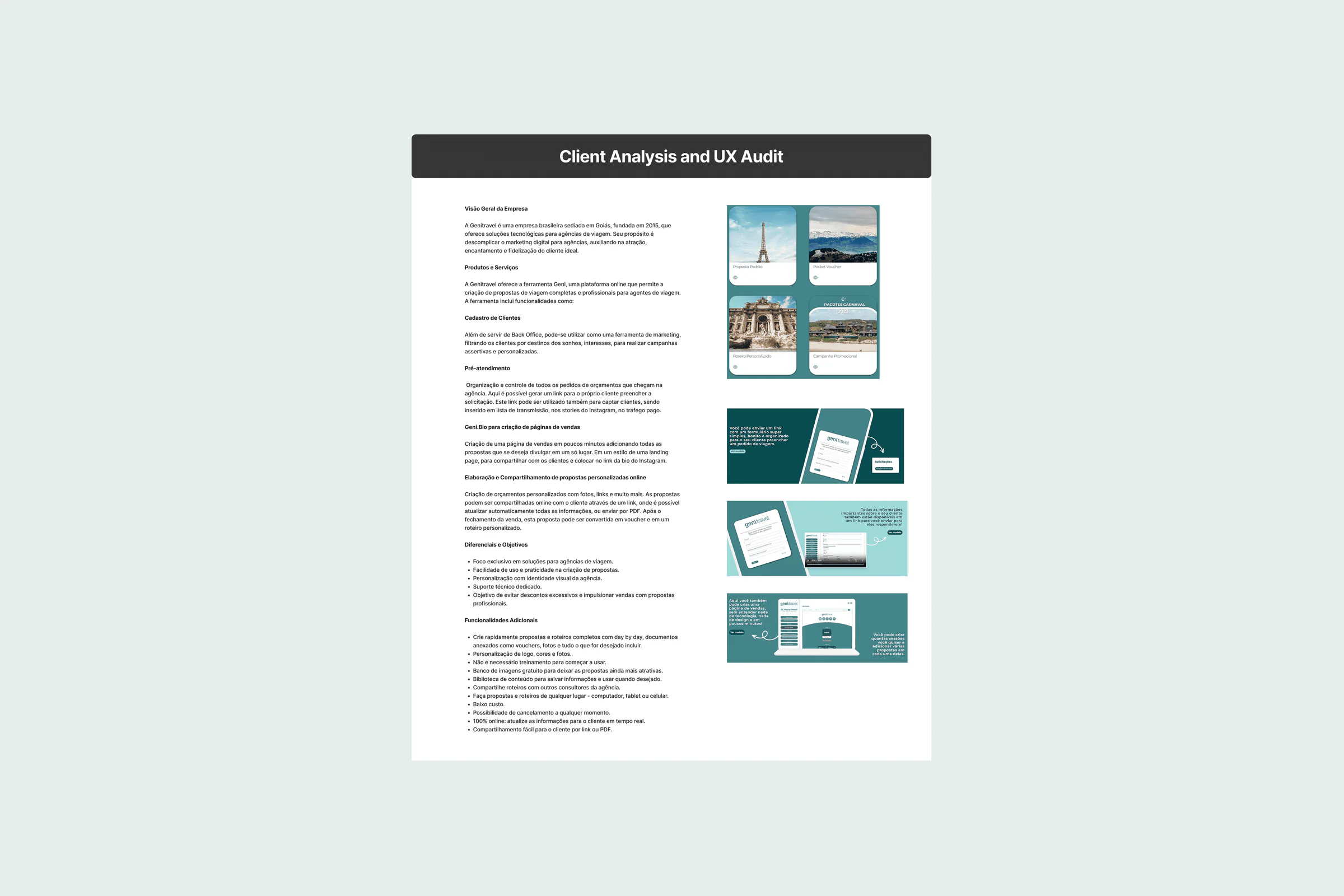 Client analysis and UX audit document