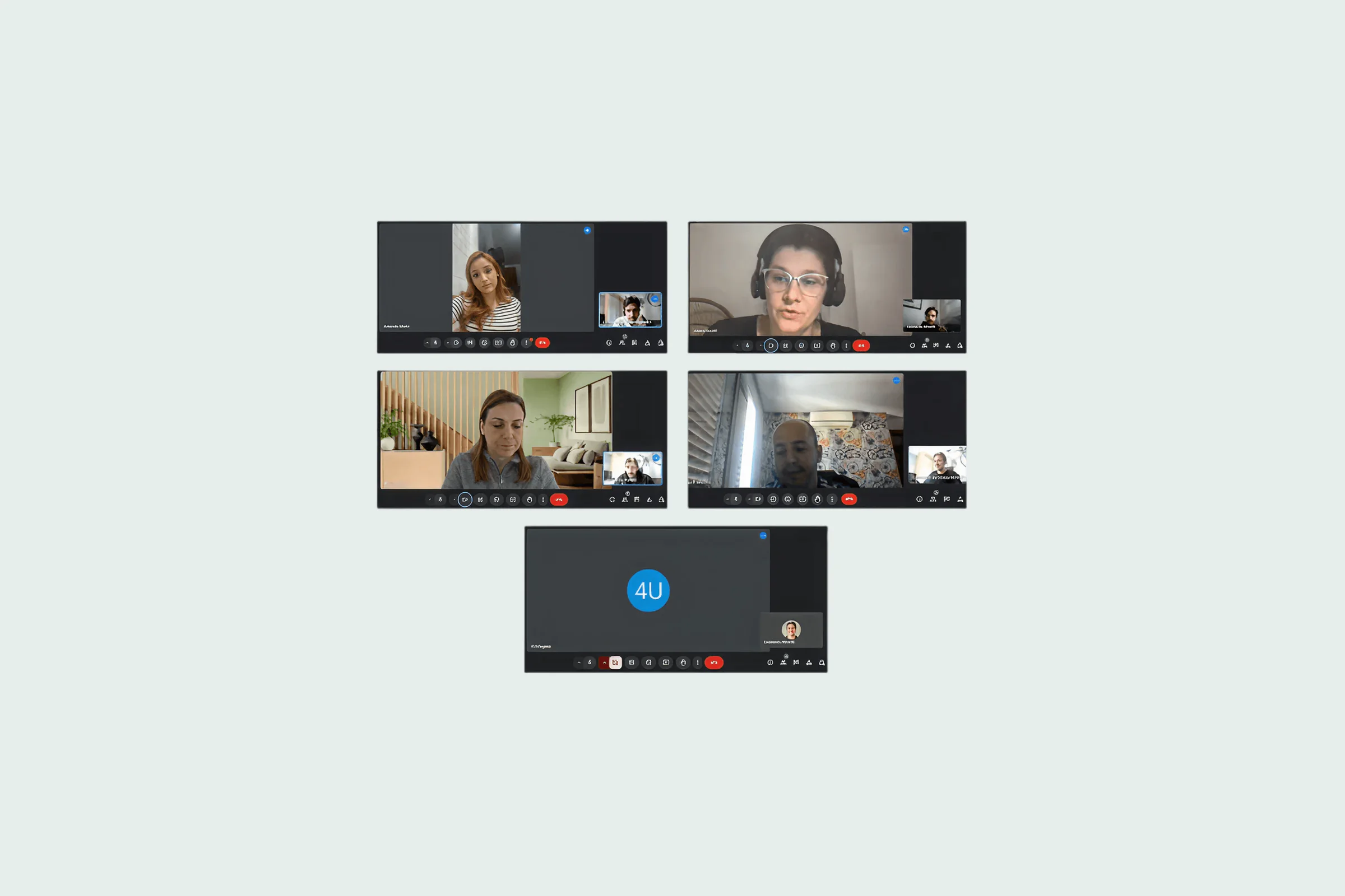 Grid of video calls from the interviews